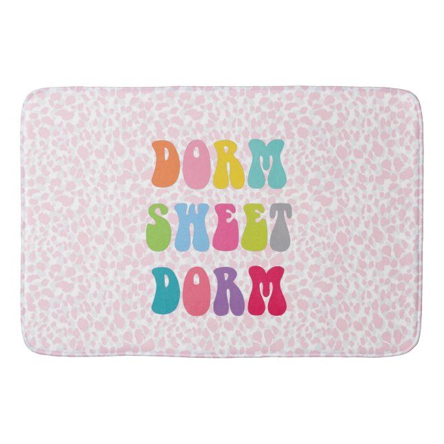 Retro "Dorm Sweet Dorm" Cheetah Skriv ut Badrumsmatta (Framsidan)