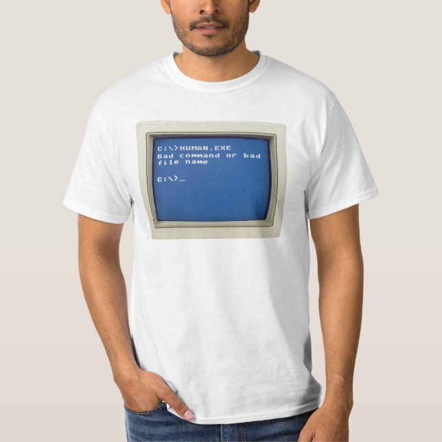 Retro DOS-fel: C:\>MÄNNISKA.EXE T Shirt (Framsida)