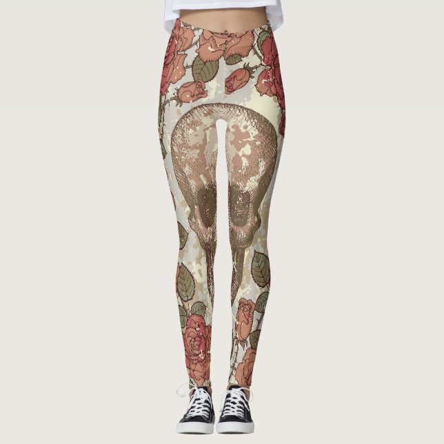 Retro Döskallars och Ro Ornament Leggings (Framsida)