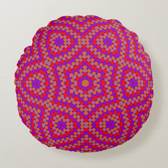 Retro Dot Artistic Abstrakt Mönster Rund Kudde (Framsidan)