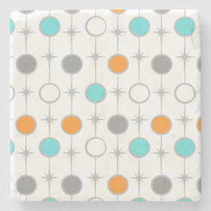Retro Dots and Starbursts Marble Underlägg Sten