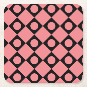 Retro Dots Black Underlägg Papper Kvadrat