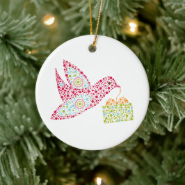 Retro Dots jul Bird, Peace Dove Julgransprydnad Keramik