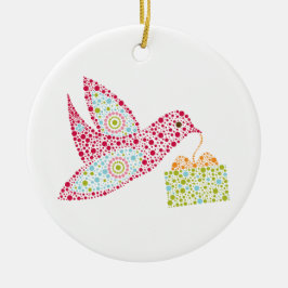 Retro Dots jul Bird, Peace Dove Julgransprydnad Keramik