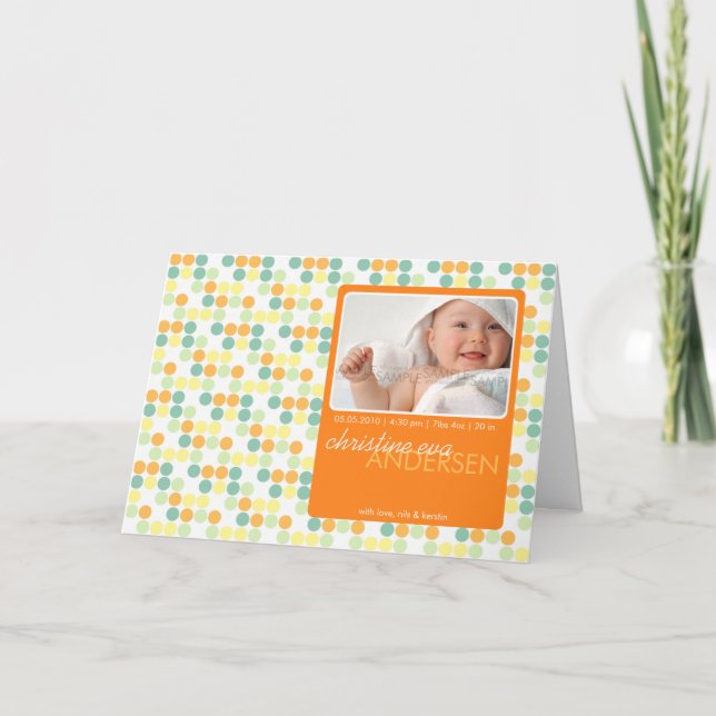 Retro Dots Orange ・ Baby-meddelande Meddelande (Framsida)