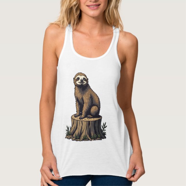 Retro Dovgravyr Vilda Djur T-shirt (3) Linne Med Racerback (Framsida)