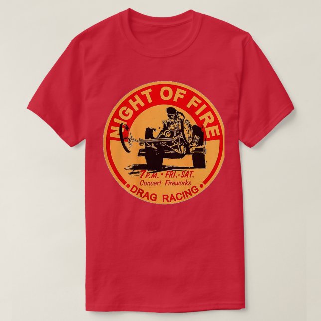 Retro Drag Tävla Brand Natt T Shirt (Design framsida)