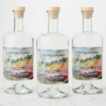 Retro Drag Tävla Vattenfärgsutkast Skriv ut