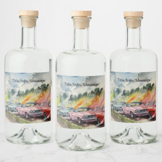 Retro Drag Tävla Vattenfärgsutkast Skriv ut Spritflaskor Etikett
