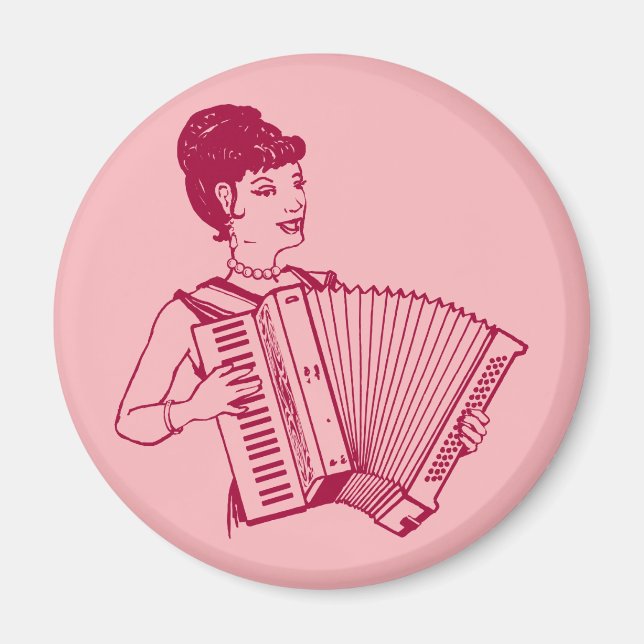 Retro Dragspel Dame Magnet (Framsidan)
