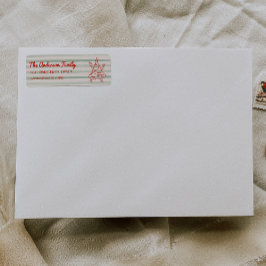 Retro Drawn Green Red Funny Christmas Tree Address Returadress Etikett