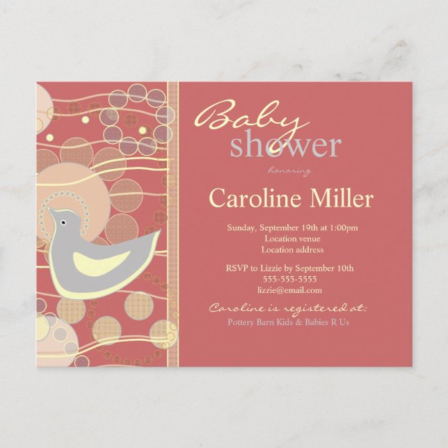 Retro Dream Bird Inbjudan Vykort (Framsida)