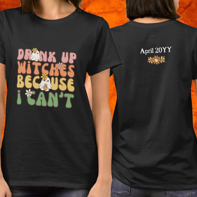 Retro Drink Up Witches Funny Baby-meddelande T Shirt (Skapare uppladdad)