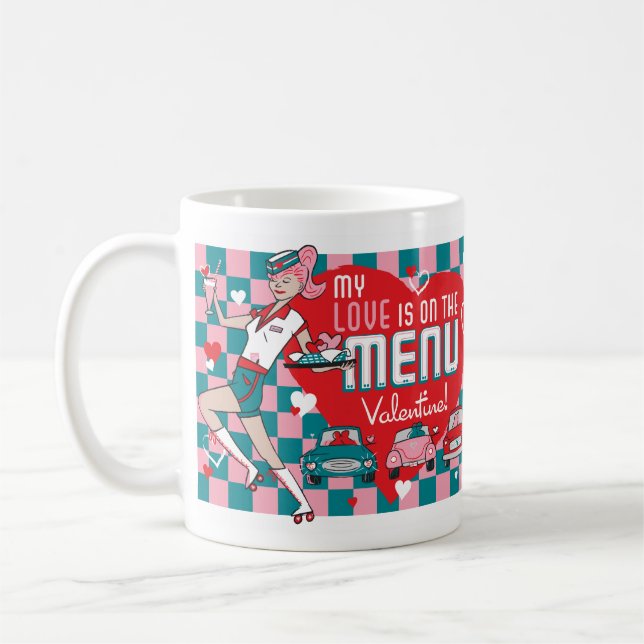 Retro drive-in- valentinmugg för Carhop Kaffemugg (Vänster)