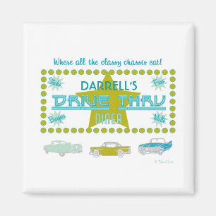 Retro Drive-Thru Middag (grn) Magnet