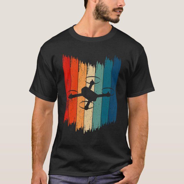 Retro Drones Vintage Drones T Shirt (Framsida)