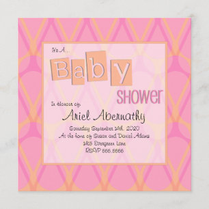 Retro Drop Baby Shower-inbjudningar - Rosa och Ora Inbjudningar