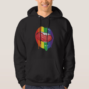 Retro Droppande Regnbåge Läppar Lgbt Lesbisk Gay P Hoodie