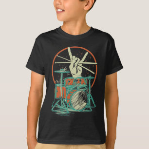 Retro Drum Set Music Drummer Drumsticks T Shirt
