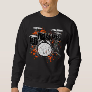 Retro Drum Set Music Drummer Lång Ärmad Tröja