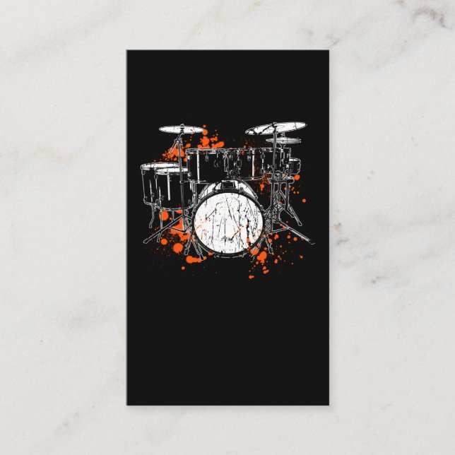 Retro Drum Set Music Drummer Visitkort (Framsida)