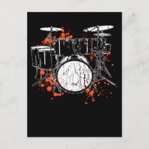 Retro Drum Set Music Drummer Vykort