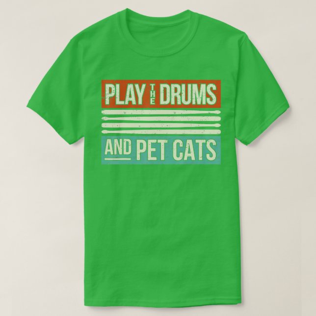 Retro Drummer Drumming Drumming Percussion I Kattu T Shirt (Design framsida)
