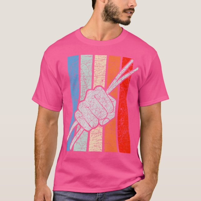 Retro Drums Fist Percussion Drummer Drumsticks Dru T Shirt (Framsida)