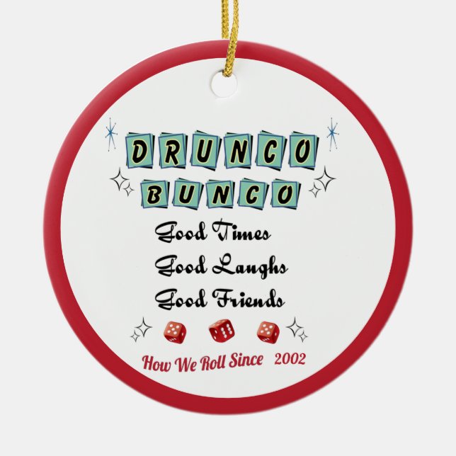 Retro Drunko Bunco Ceramic Ornament (Framsidan)