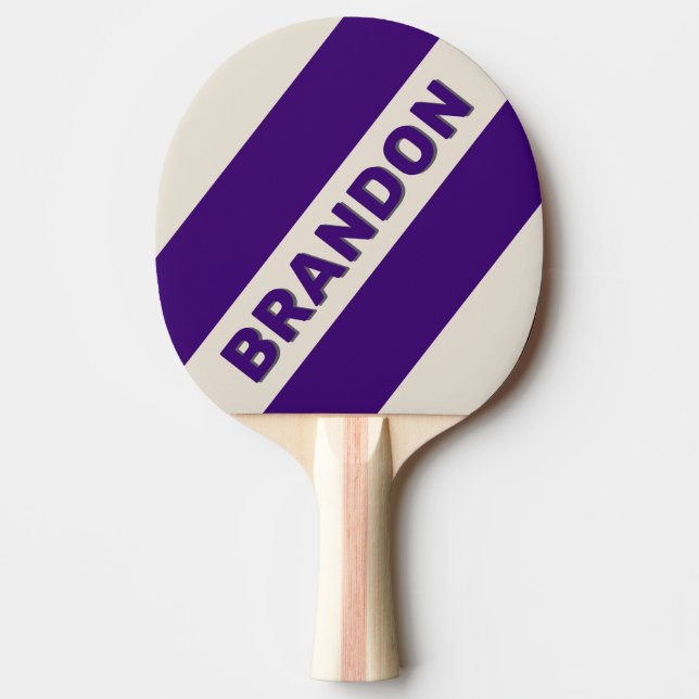 Retro druvkvist Tre feta ränder med namn Pingisracket (Framsidan)