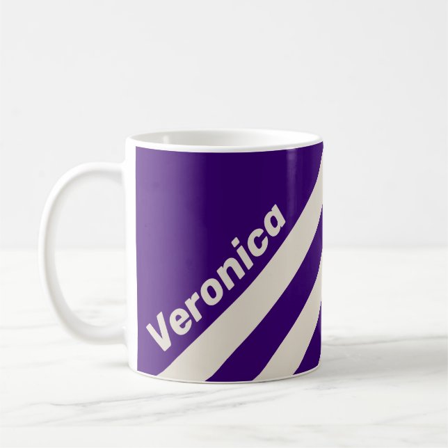 Retro Druvvin Tre Ränder med Namn Kaffemugg (Vänster)