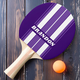 Retro druvvinstängsel med namnremsa i randig stil pingisracket