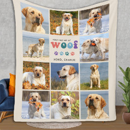 Retro du fick mig WOOF Anpassningsbar 11 Photo Col Fleecefilt