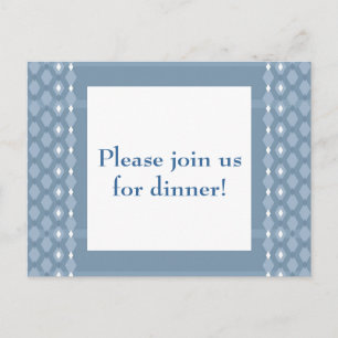 Retro Dubbla Diamond Blue Dinner Party Inbjudan Vykort