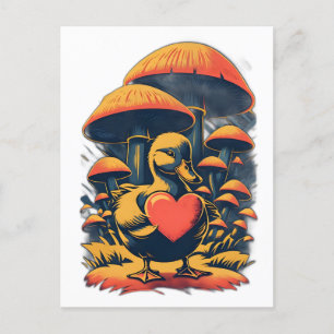 Retro Duckling Innehavare av ett hjärtvykort Vykort