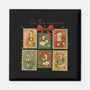 Retro Dumma Gås Tomte Söt God Jul Tis T Magnet