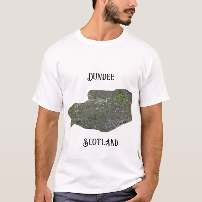 Retro Dundee Scotland Karta Gift T Shirt (Framsida)