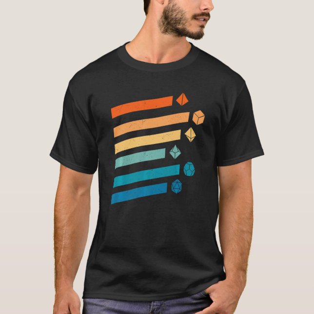 Retro Dungeons T-shirt med tärning D20 Drakar Fant (Framsida)