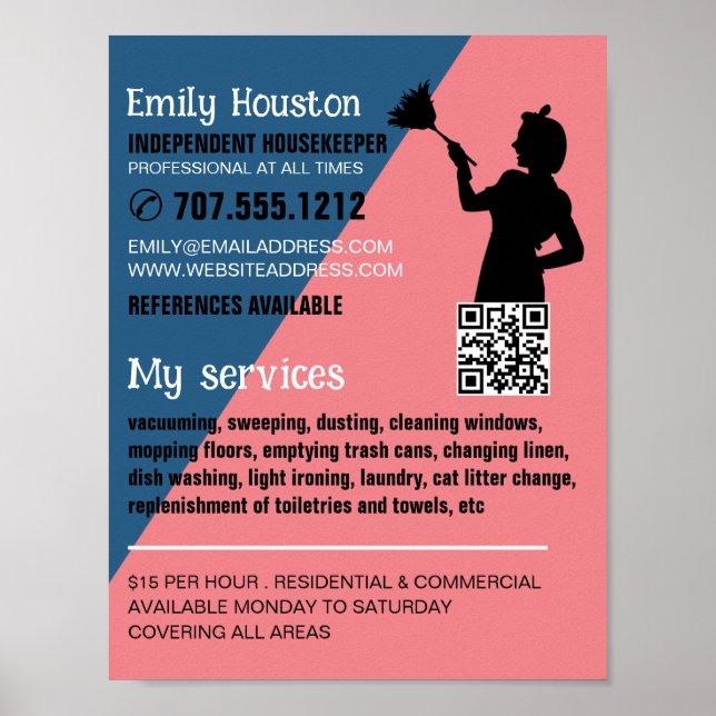 Retro Duster Silhouette, Housekeeper, Maid Poster (Framsidan)