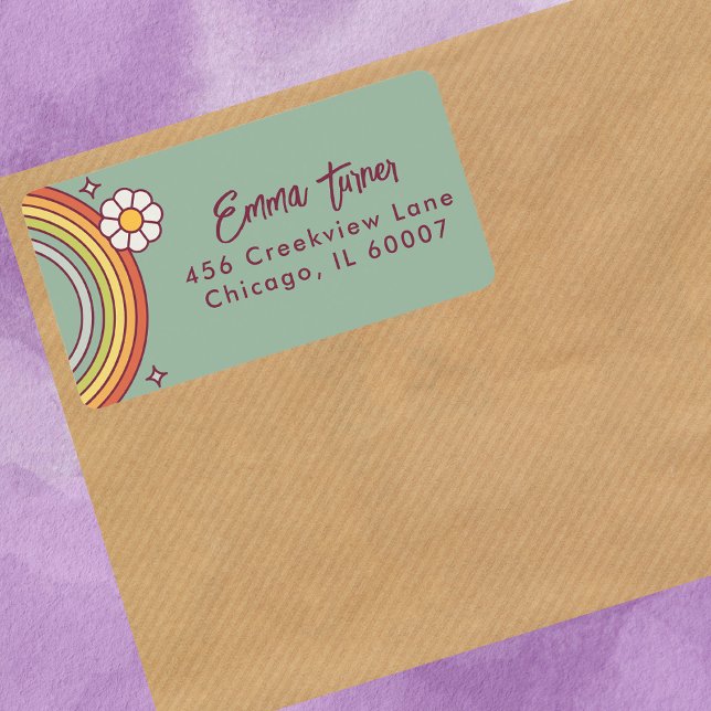 Retro Dusty Blue Modern Script Address Label Adressetikett (Skapare uppladdad)