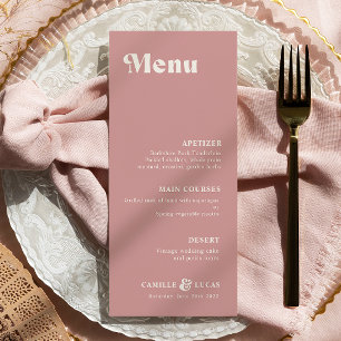 Retro Dusty Ro Rust Bröllop Menu Meny