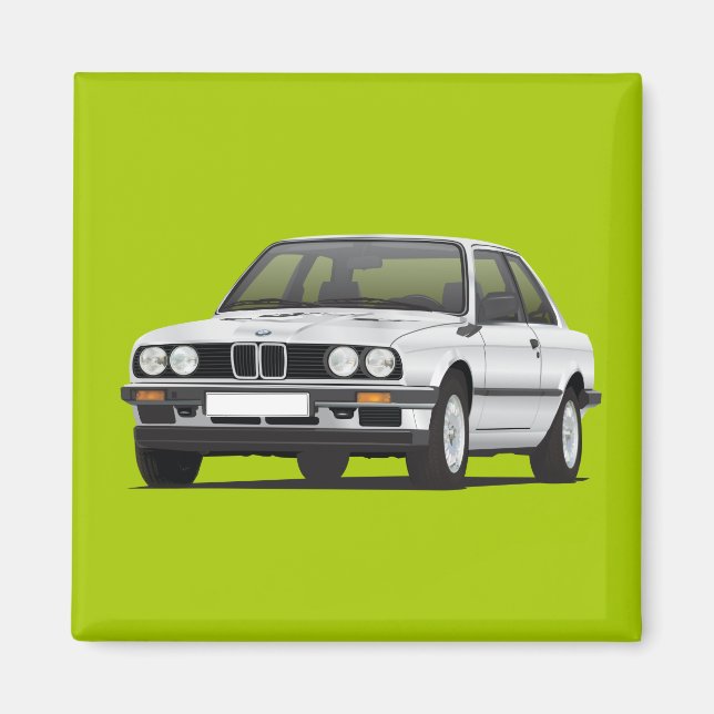 Retro E30 3-Serie Silver Magnet (Framsidan)