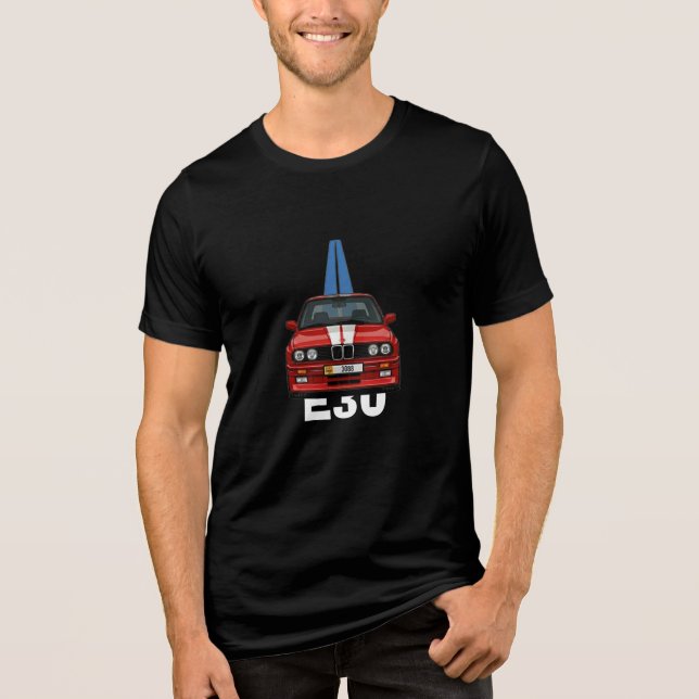 Retro E30 Klassisk Röd Sportbil  T Shirt (Framsida)