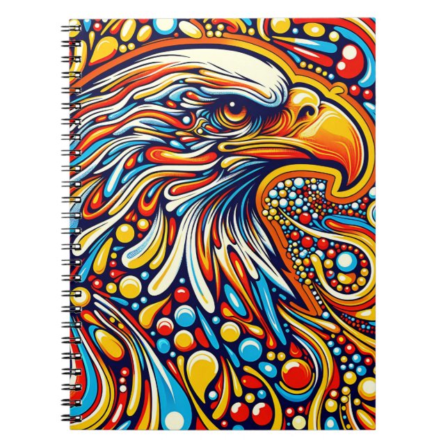Retro Eagle Pulse – Psykedelisk färgkonst Anteckningsbok (Framsidan)