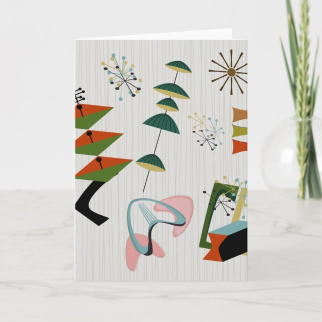 Retro Eames-Era atom- inspirerat Kort (Framsida)