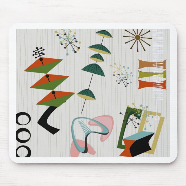 Retro Eames-Era atom- inspirerat Musmatta (Framsidan)