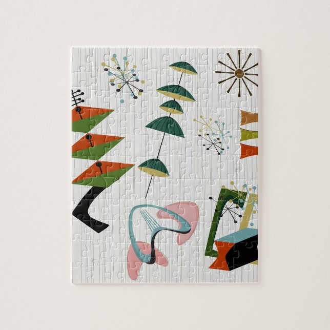 Retro Eames-Era Atomic Inspired Pussel (Vertikal)