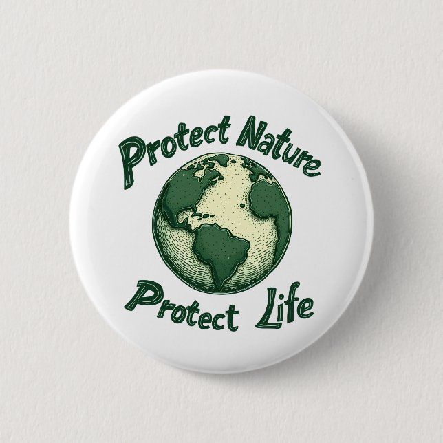 Retro Earth Day - Protection Nature, Protect Life Knapp (Framsida)