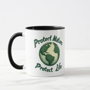 Retro Earth Day - Protection Nature, Protect Life Mugg