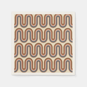 Retro Earthy Vågigt Linjer i Brown Pappersservett